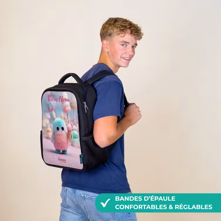 Sac à dos enfant avec votre nom - Noir - Sweet Monster Candy Adventure — 11