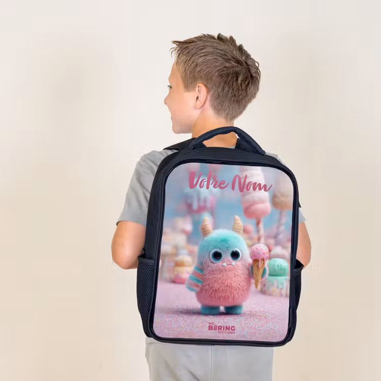 Sac à dos enfant avec votre nom - Noir - Sweet Monster Candy Adventure — 2