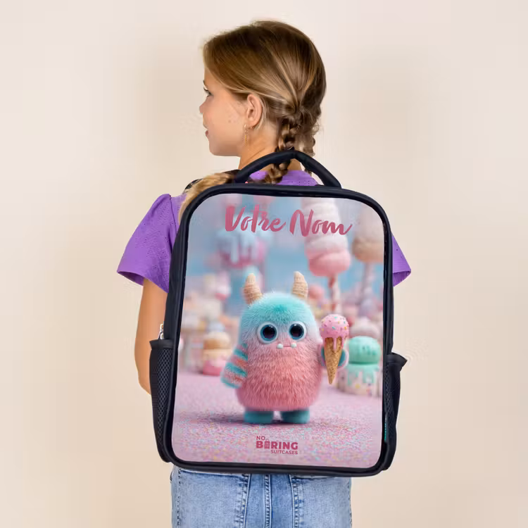 Sac à dos enfant avec votre nom - Noir - Sweet Monster Candy Adventure — 4