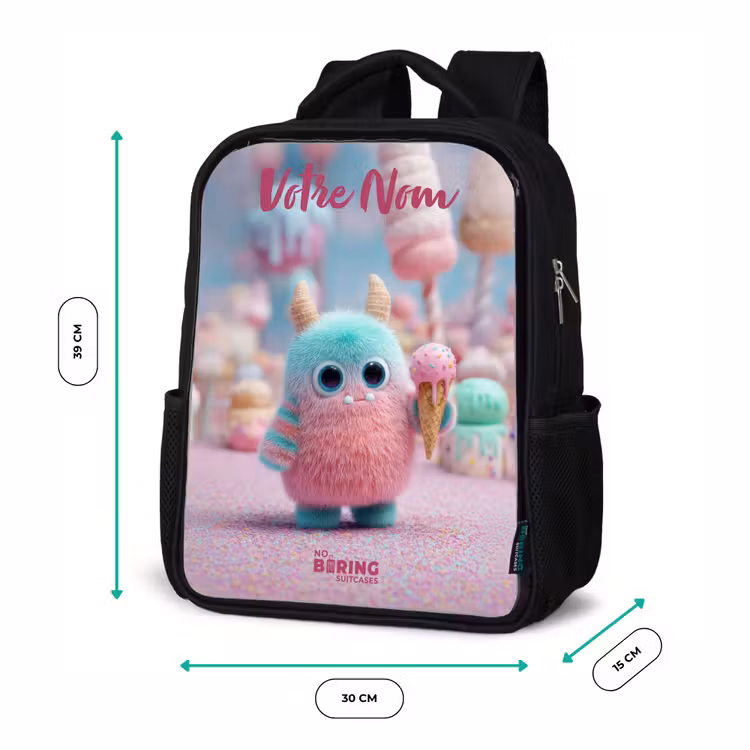 Sac à dos enfant avec votre nom - Noir - Sweet Monster Candy Adventure — 8