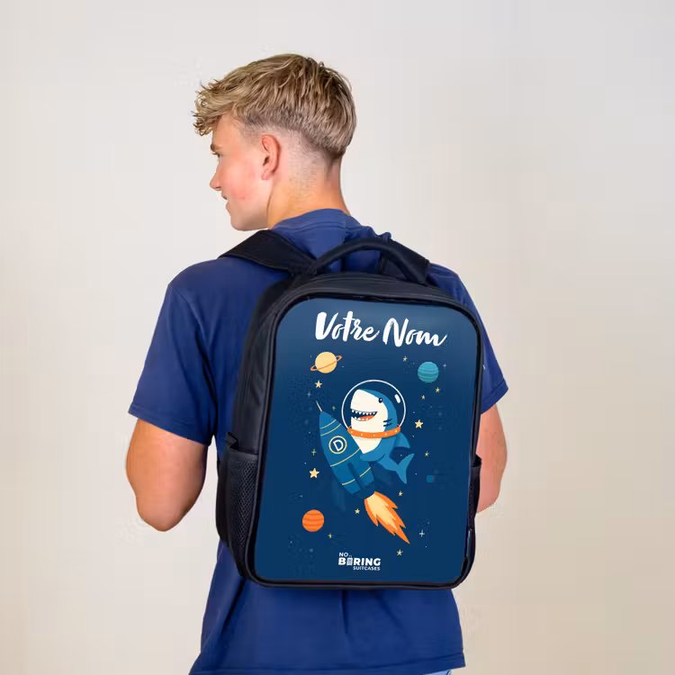 Sac à dos enfant avec votre nom - Noir - Animal - Espace - Planète - Fusée — 5