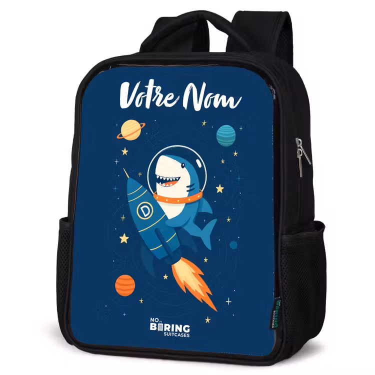 Sac à dos enfant avec votre nom - Noir - Animal - Espace - Planète - Fusée — 6