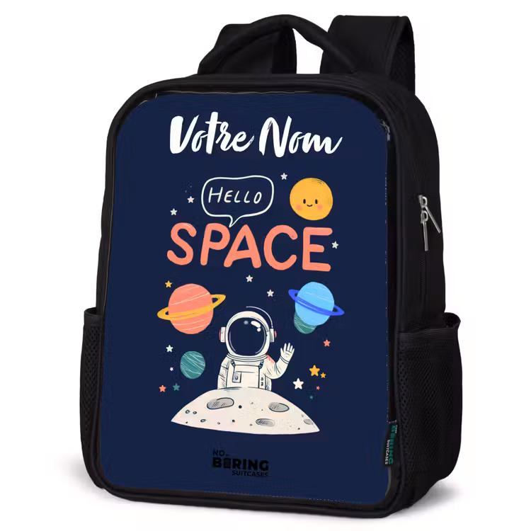 Sac à dos enfant avec votre nom - Noir - Astronaute - Citation - Planètes - Étoiles — 6