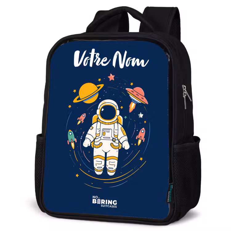 Sac à dos enfant avec votre nom - Noir - Astronaute - Planète - Étoiles - Fusée — 6