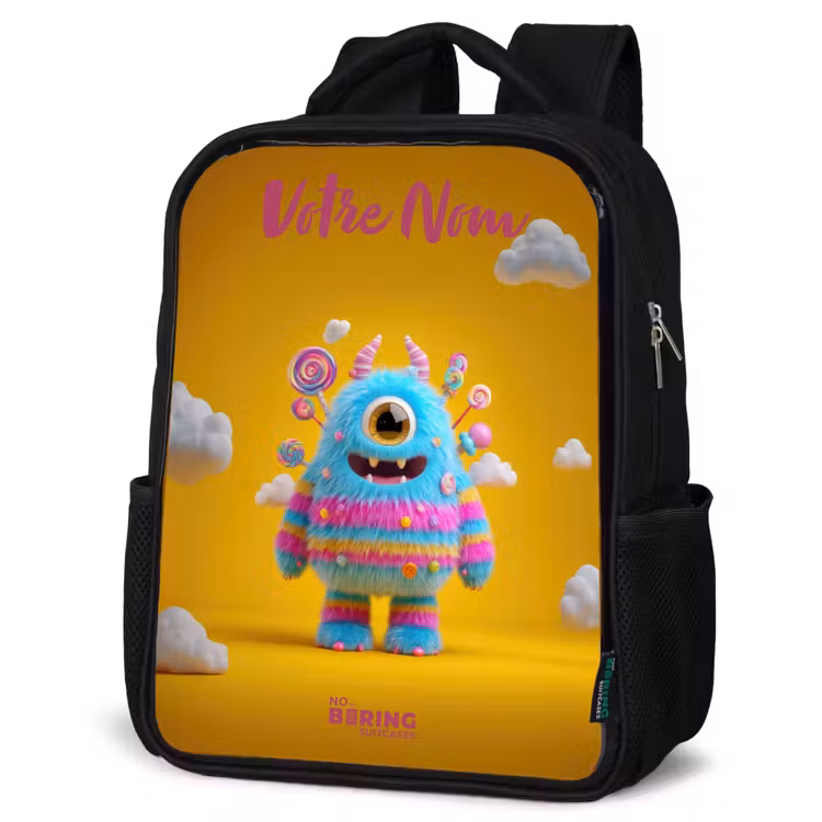 Sac à dos enfant avec votre nom - Noir - Bonbons - Monstre - Arc-en-ciel — 6