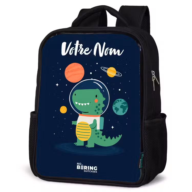 Sac à dos enfant avec votre nom - Noir - Espace - Dino - Planètes - Étoiles — 6