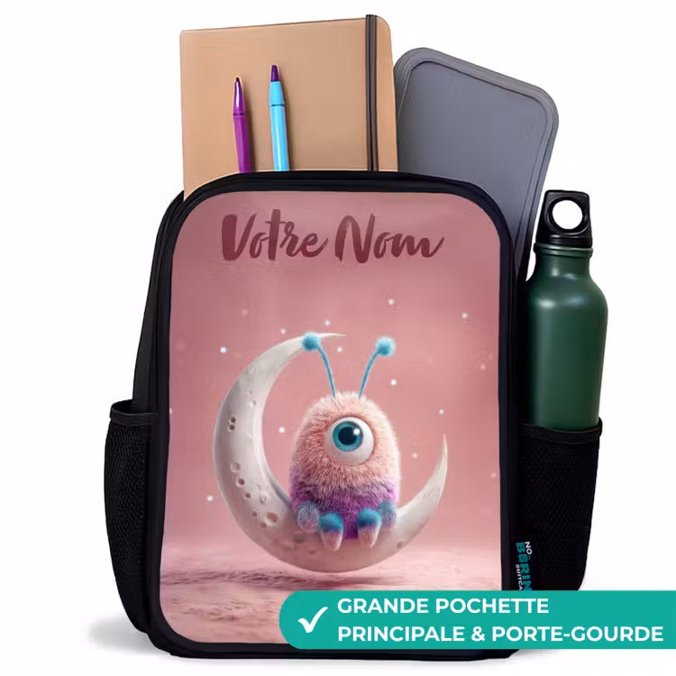 Sac à dos enfant avec votre nom - Noir - Fauteuil à bascule avec Fluffy Weasel — 10