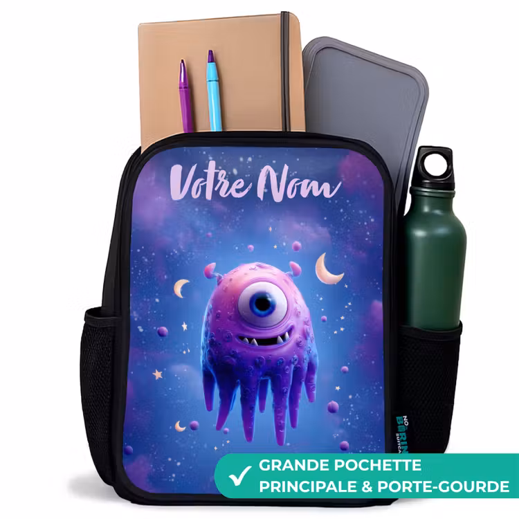 Sac à dos enfant avec votre nom - Noir - Joyeuse paire d'yeux dans l'espace — 10