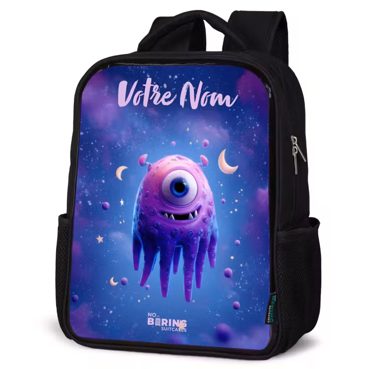 Sac à dos enfant avec votre nom - Noir - Joyeuse paire d'yeux dans l'espace — 6