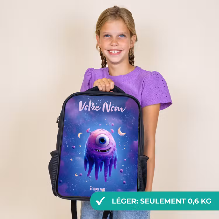 Sac à dos enfant avec votre nom - Noir - Joyeuse paire d'yeux dans l'espace — 9