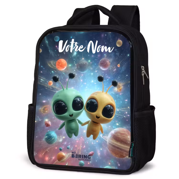 Sac à dos enfant avec votre nom - Noir - Joyeux amis extraterrestres — 6
