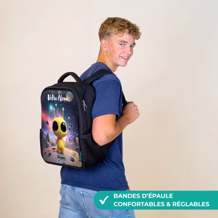 Sac à dos enfant avec votre nom - Noir - Joyeux petit extraterrestre — 11