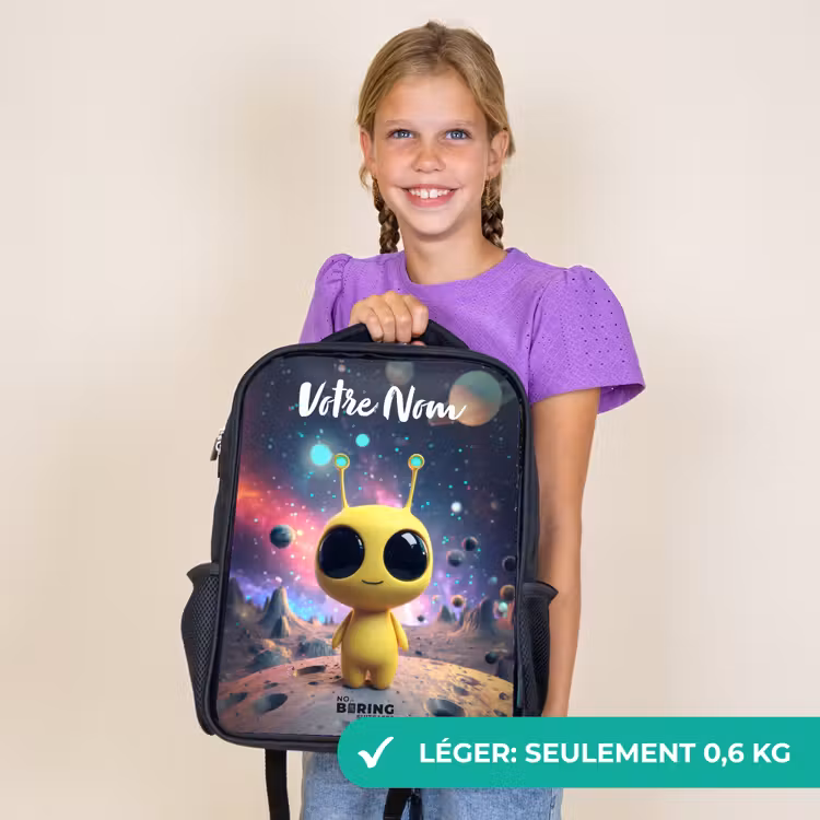 Sac à dos enfant avec votre nom - Noir - Joyeux petit extraterrestre — 9