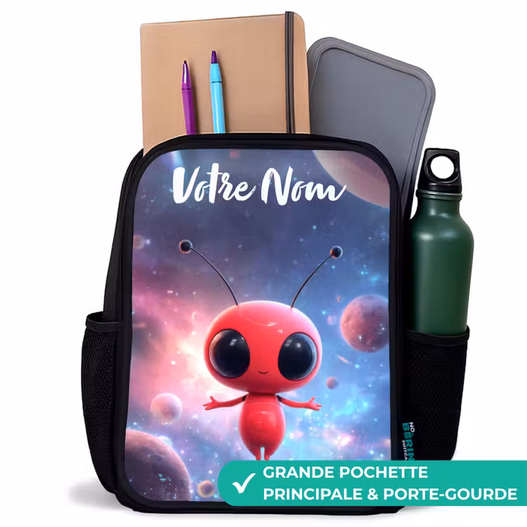 Sac à dos enfant avec votre nom - Noir - L'être rouge de l'espace dans la danse cosmique — 10
