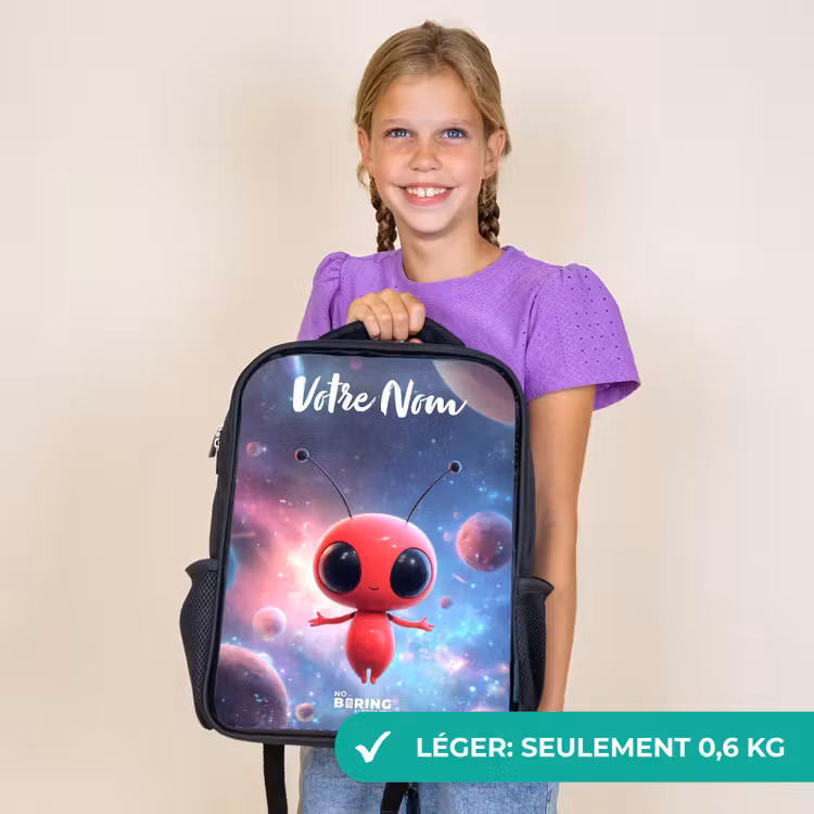 Sac à dos enfant avec votre nom - Noir - L'être rouge de l'espace dans la danse cosmique — 9
