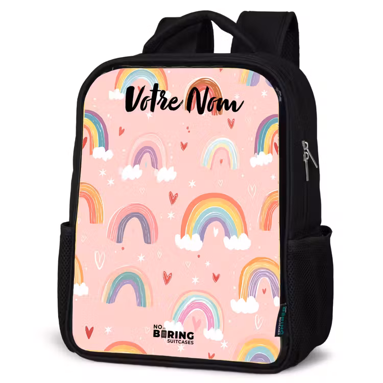Sac à dos enfant avec votre nom - Noir - Arc-en-ciel - Motif - Pastel — 6
