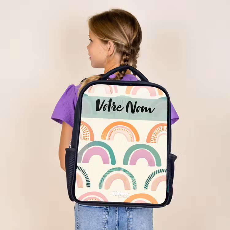 Sac à dos enfant avec votre nom - Noir - Arc-en-ciel - Pastel - Motif — 4
