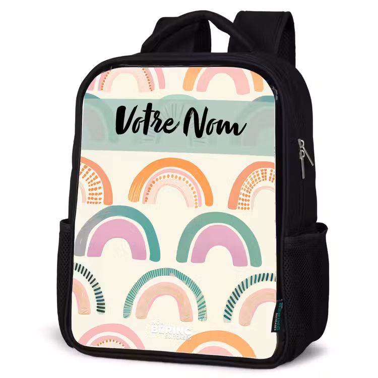 Sac à dos enfant avec votre nom - Noir - Arc-en-ciel - Pastel - Motif — 6