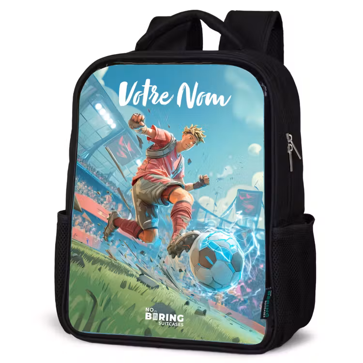 Sac à dos enfant avec votre nom - Noir - Stade - Footballeur - Ballon - Électrique — 6