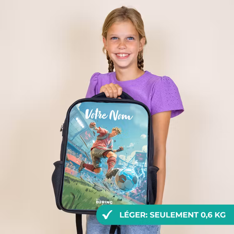 Sac à dos enfant avec votre nom - Noir - Stade - Footballeur - Ballon - Électrique — 9