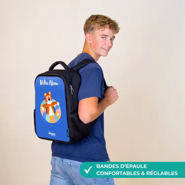 Sac à dos enfant avec votre nom - Noir - Tigre - Bandeau de natation - Eau — 11