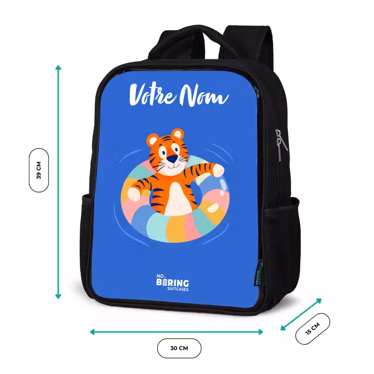 Sac à dos enfant avec votre nom - Noir - Tigre - Bandeau de natation - Eau — 8