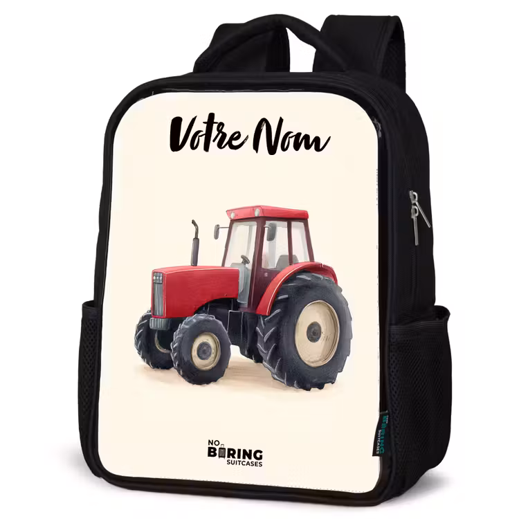 Sac à dos enfant avec votre nom - Noir - Tracteur - Signé - Rouge — 6