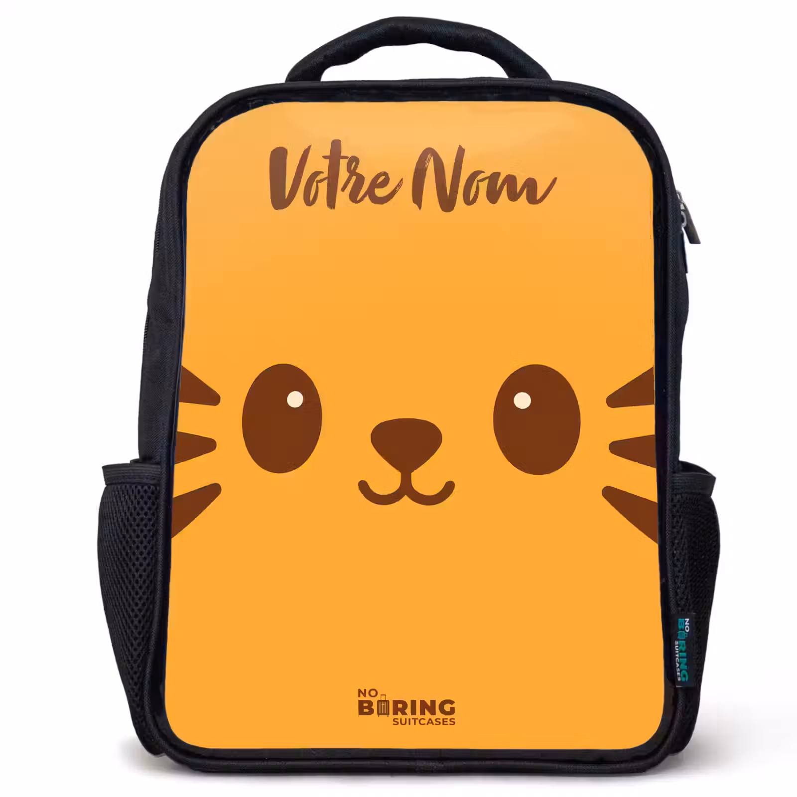 Sac à dos enfant avec votre nom - Noir - Kawai - Tiger - Orange — 1