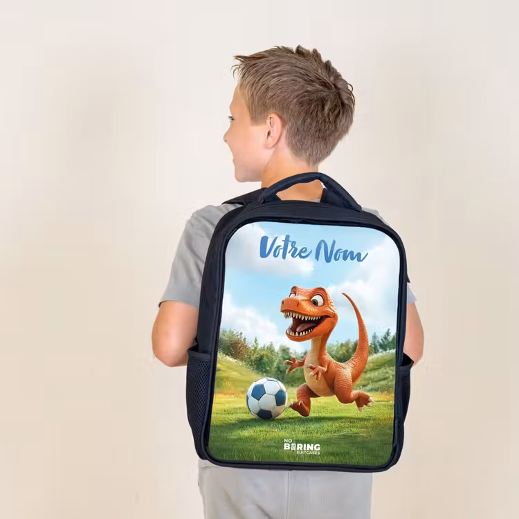 Sac à dos enfant avec votre nom - Noir - Football - Dino - Sports — 2