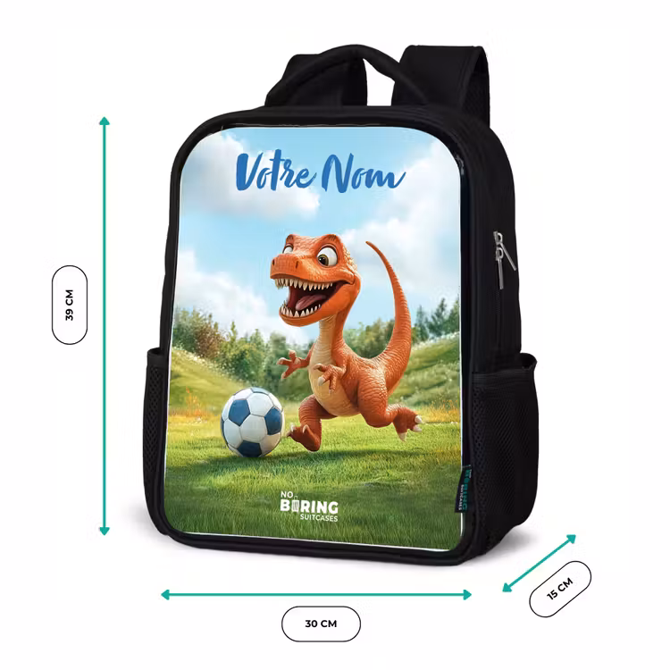 Sac à dos enfant avec votre nom - Noir - Football - Dino - Sports — 8