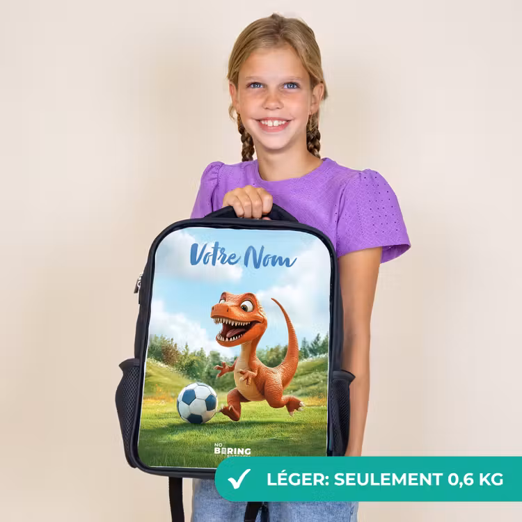 Sac à dos enfant avec votre nom - Noir - Football - Dino - Sports — 9