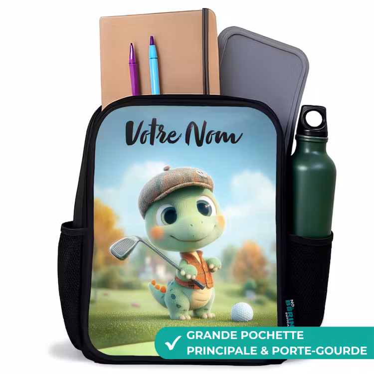 Sac à dos enfant avec votre nom - Noir - Golf - Dino - Vert — 10