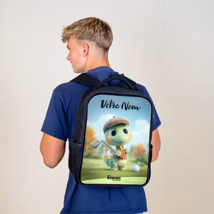 Sac à dos enfant avec votre nom - Noir - Golf - Dino - Vert — 5