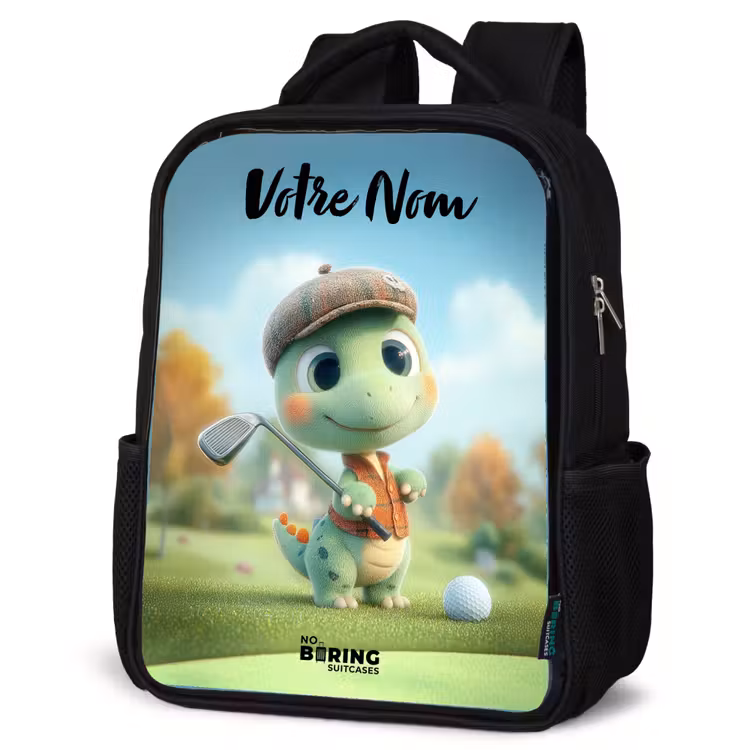 Sac à dos enfant avec votre nom - Noir - Golf - Dino - Vert — 6