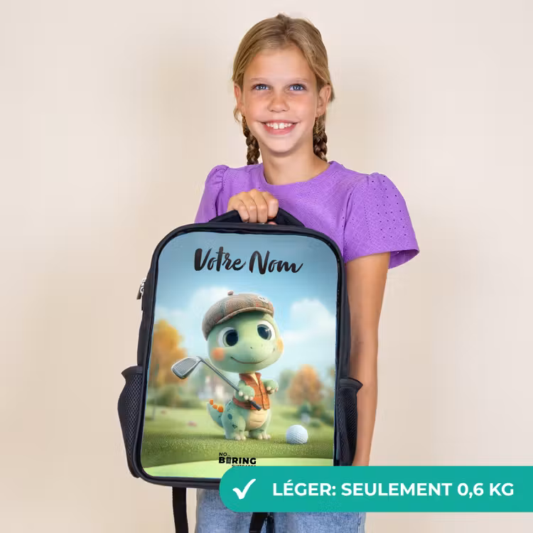Sac à dos enfant avec votre nom - Noir - Golf - Dino - Vert — 9