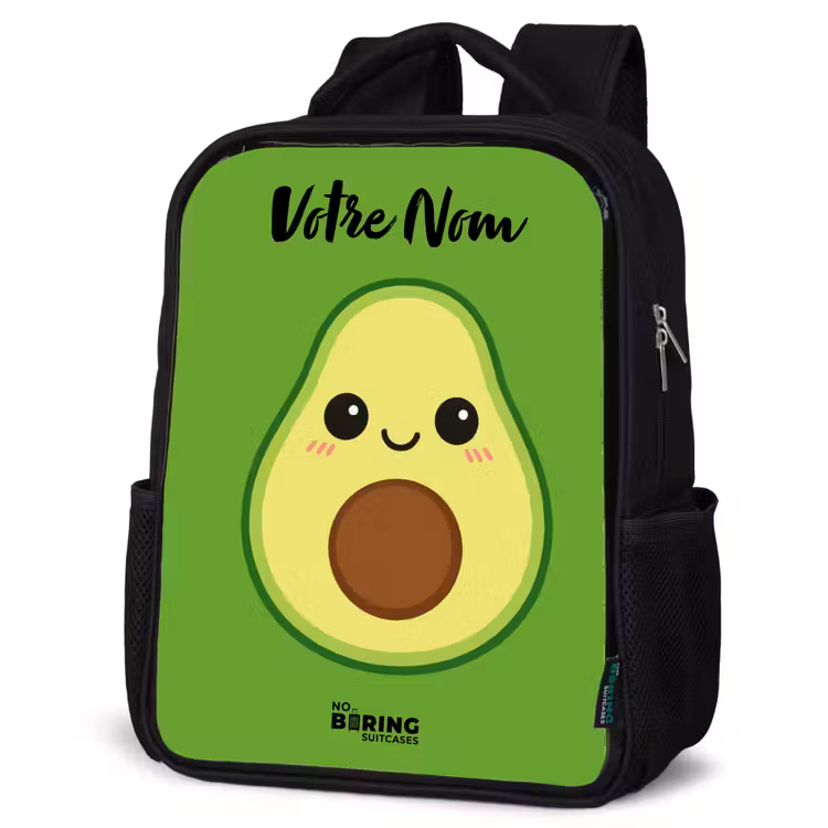 Sac à dos enfant avec votre nom - Noir - Kawai - Avocado - Vert — 6