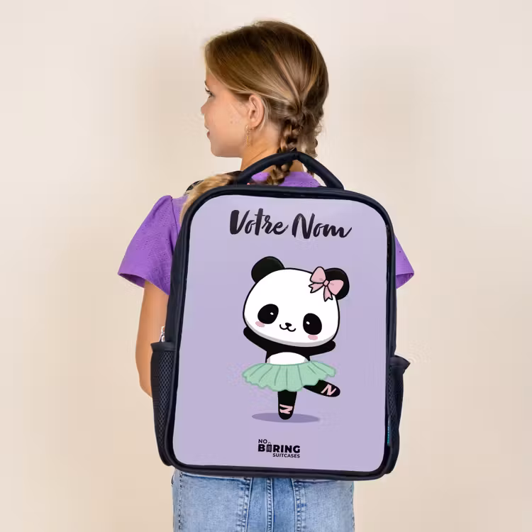 Sac à dos enfant avec votre nom - Noir - Kawai - Ballet - Panda — 4