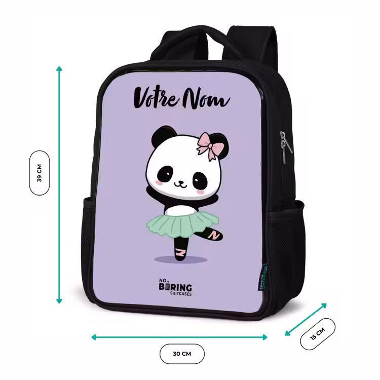 Sac à dos enfant avec votre nom - Noir - Kawai - Ballet - Panda — 8