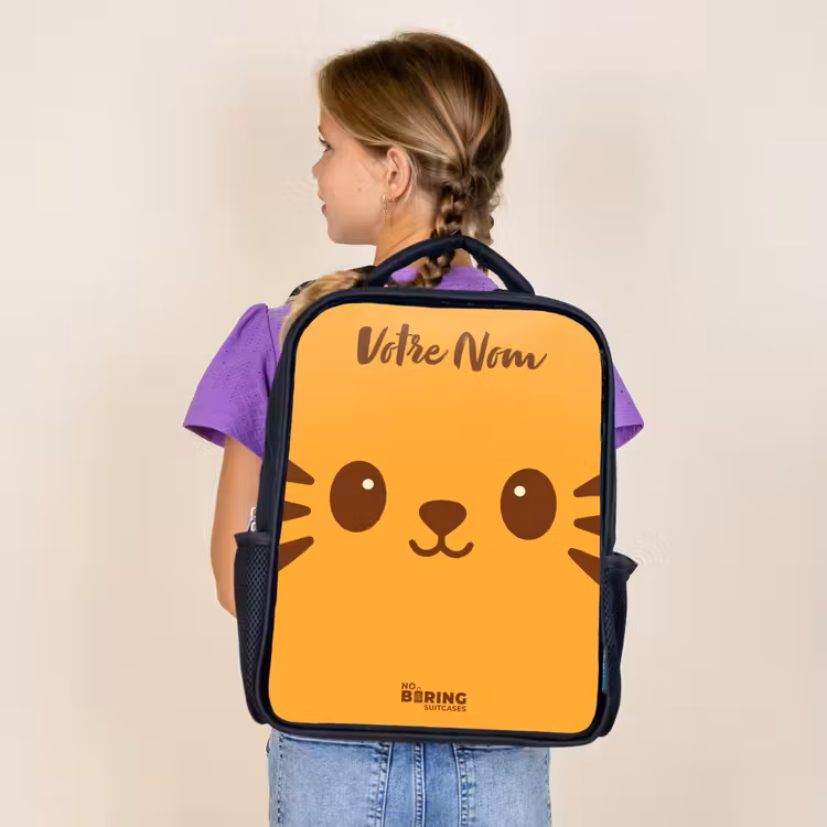 Sac à dos enfant avec votre nom - Noir - Kawai - Tiger - Orange — 4