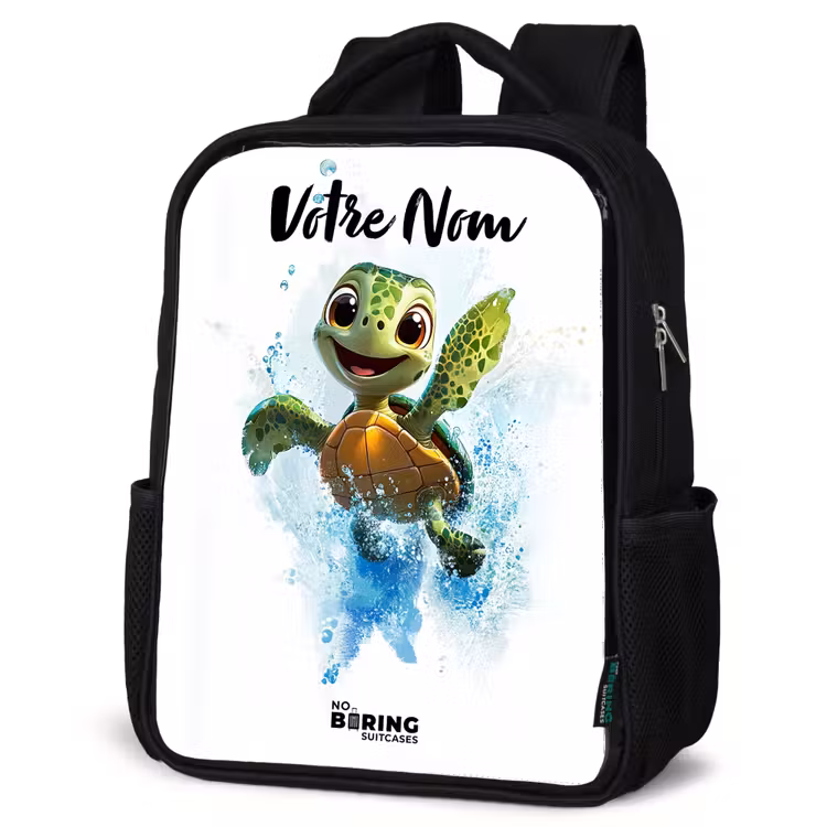 Sac à dos enfant avec votre nom - Noir - Tortue - Eau - Vert — 6