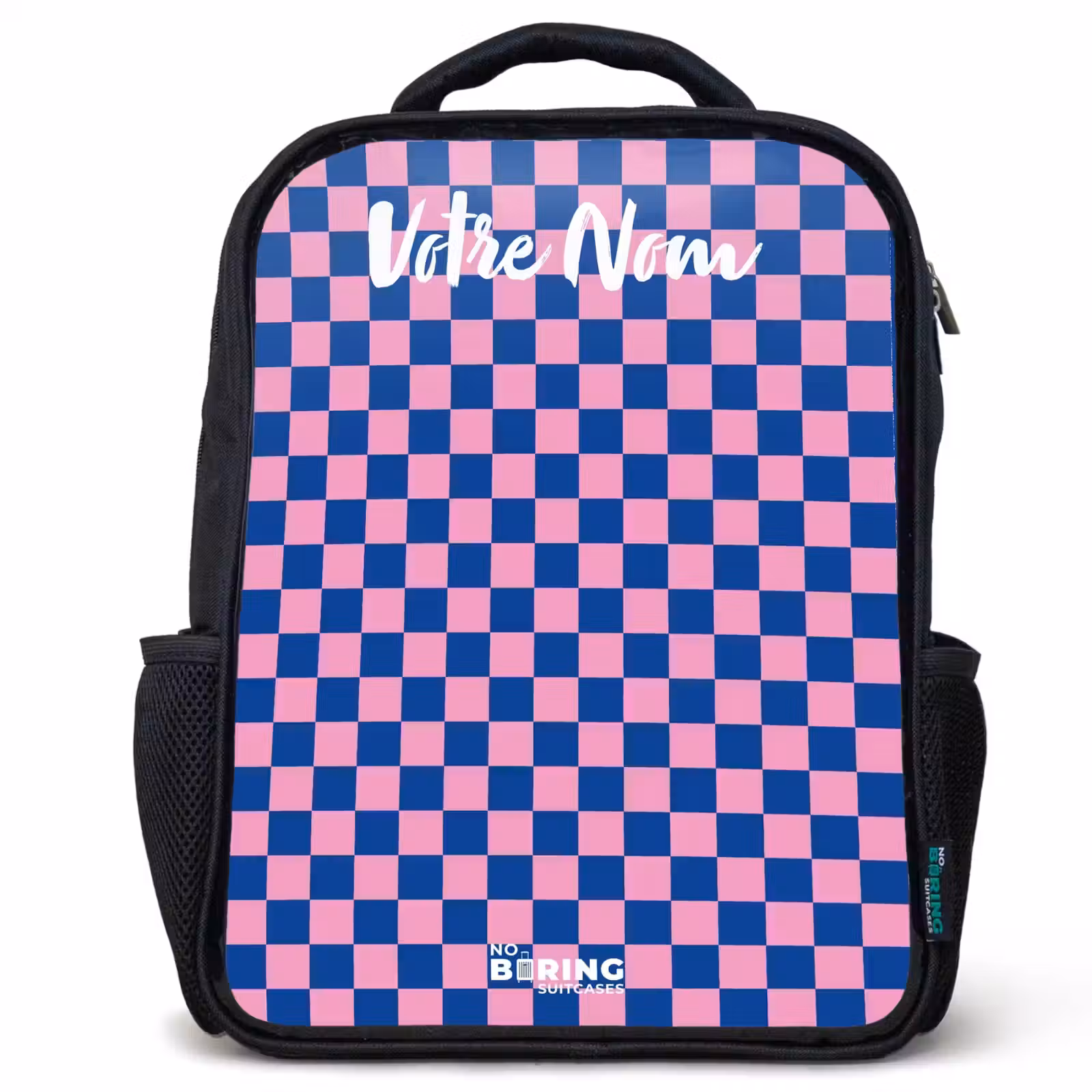 Sac à dos enfant avec votre nom - Noir - Blocs - Bleu - Rose — 1
