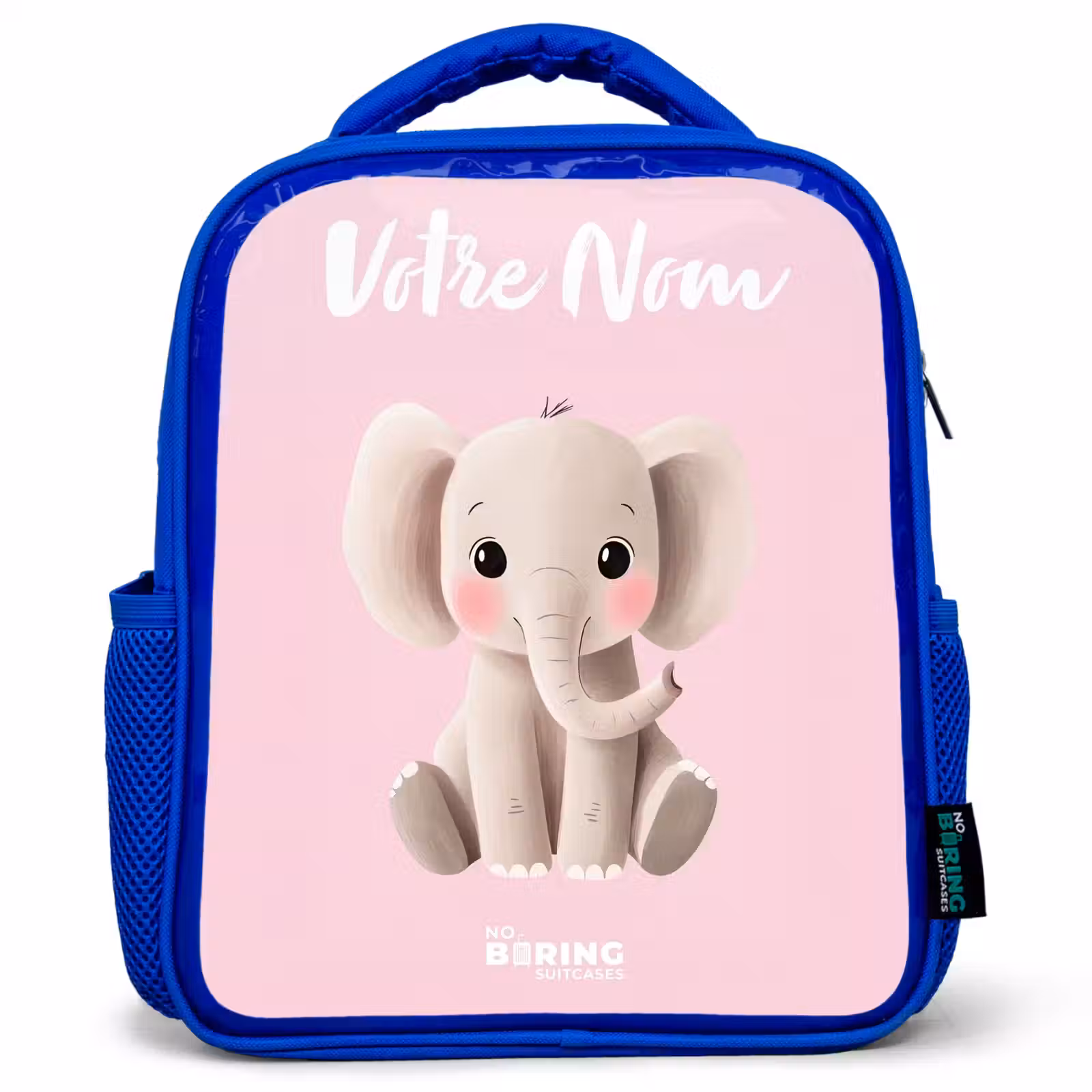 Sac à dos enfant avec votre nom - Bleu - Eléphant - Gris - Bébé - Tronc — 1