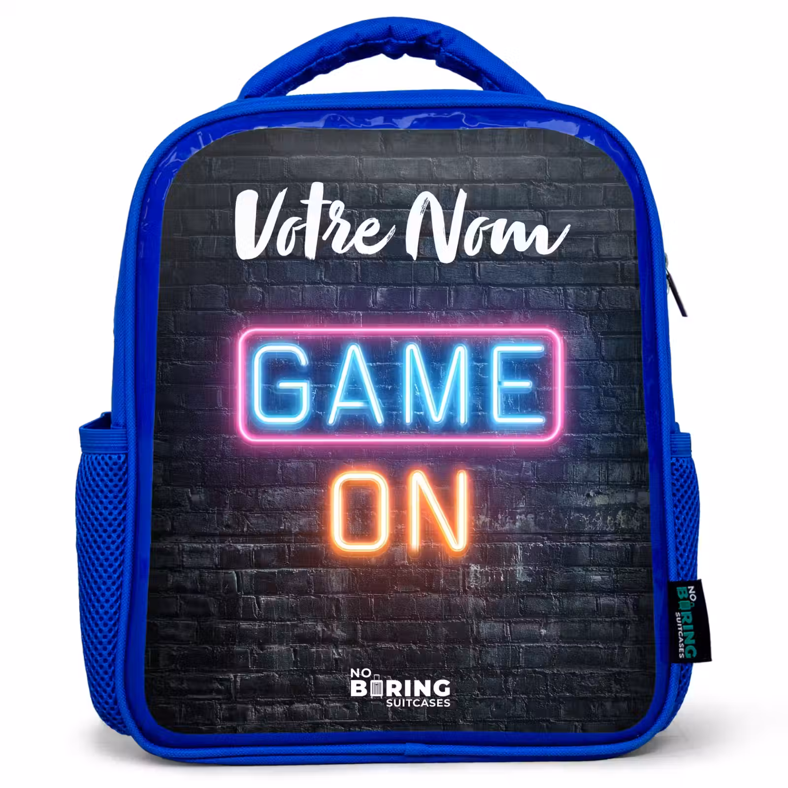 Sac à dos enfant avec votre nom - Bleu - Jeu - Néon - Mur — 1