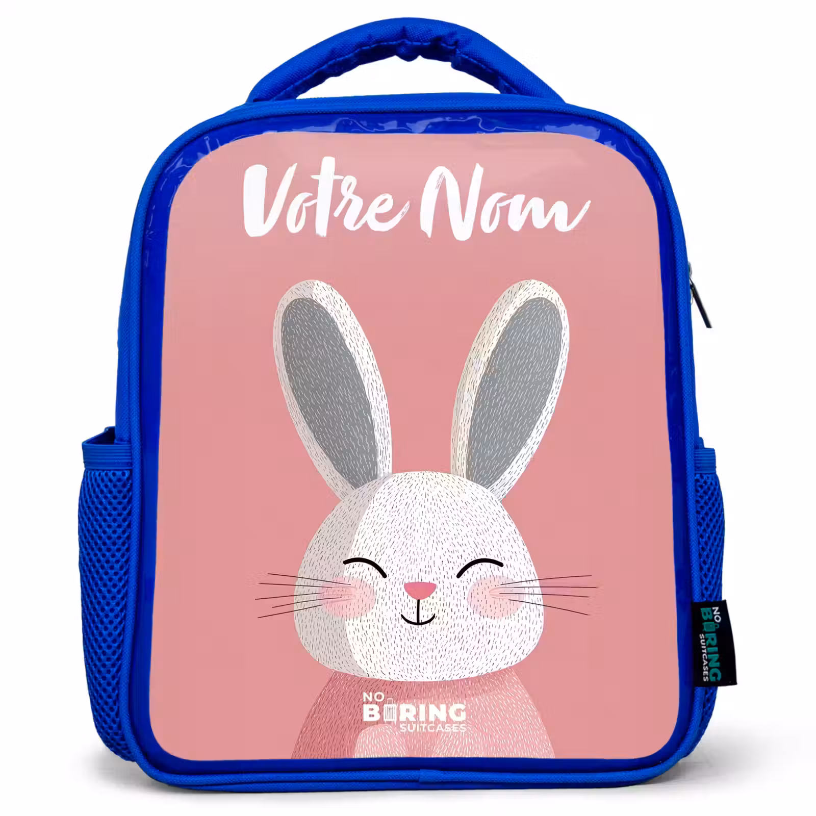 Sac à dos enfant avec votre nom - Bleu - Lapin - Blush - Pois - Rose — 1