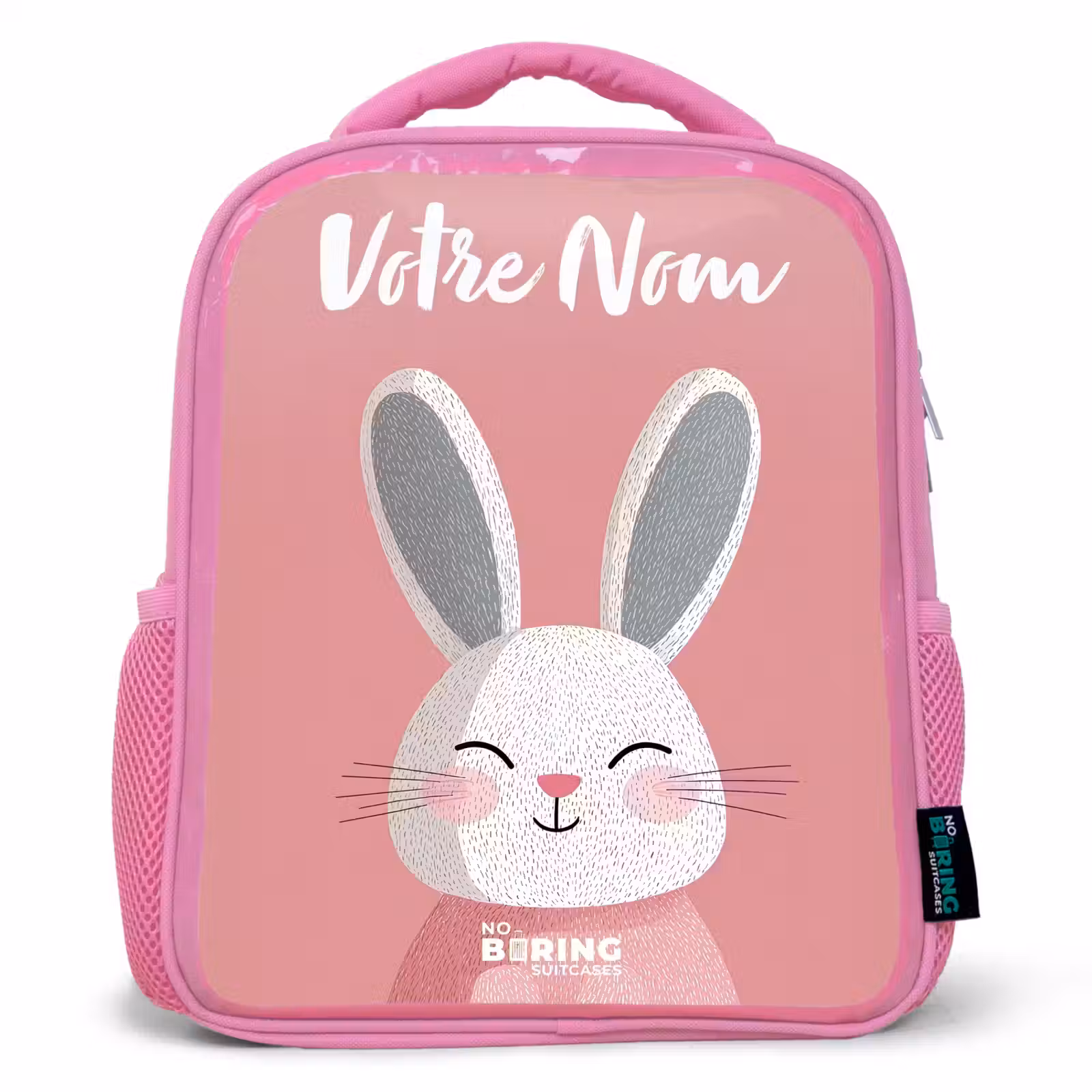 Sac à dos enfant avec votre nom - Rose - Lapin - Blush - Pois - Rose — 1