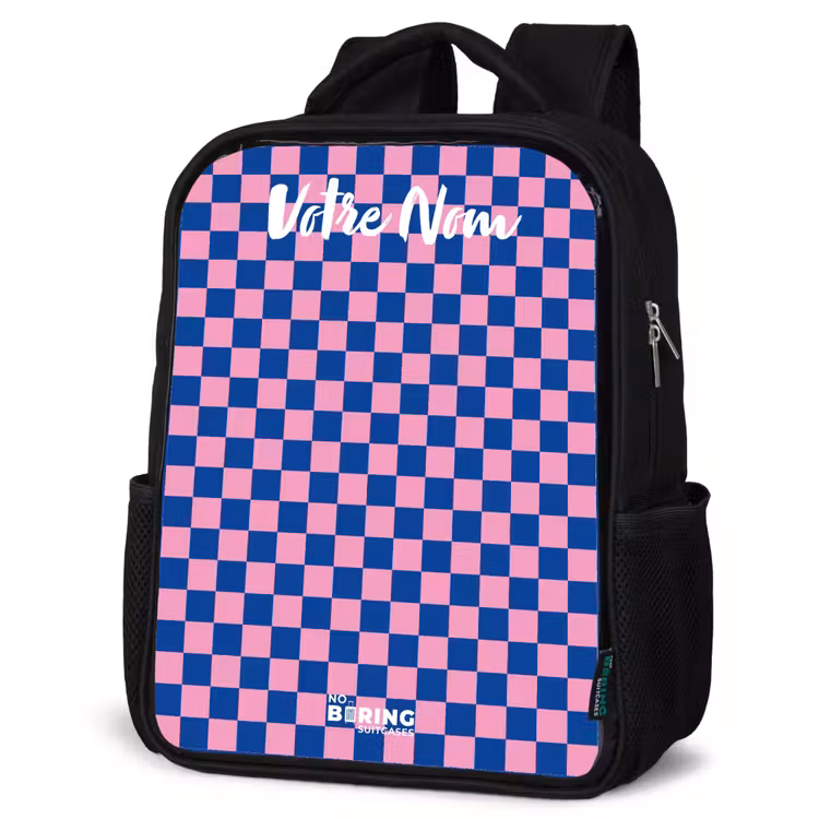 Sac à dos enfant avec votre nom - Noir - Blocs - Bleu - Rose — 6