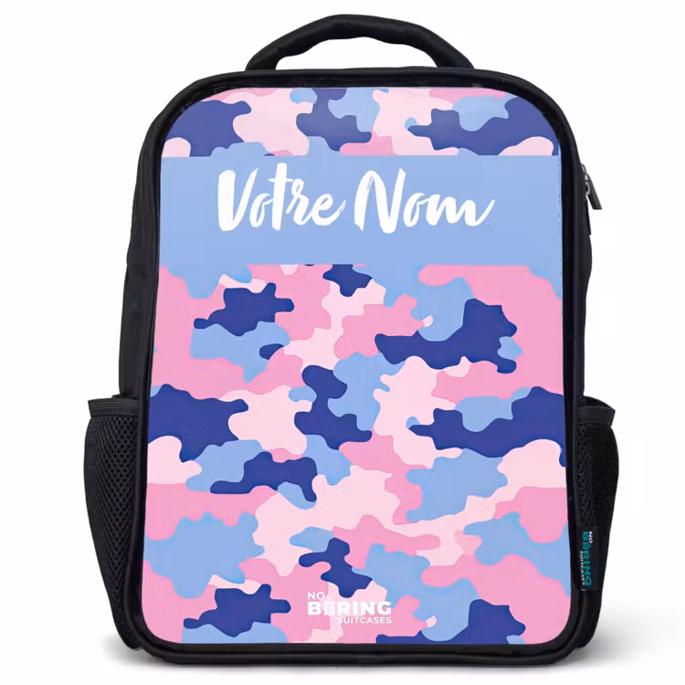Sac à dos enfant avec votre nom - Noir - Camouflage - Rose - Bleu — 1