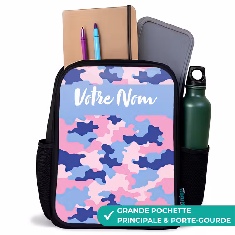 Sac à dos enfant avec votre nom - Noir - Camouflage - Rose - Bleu — 10