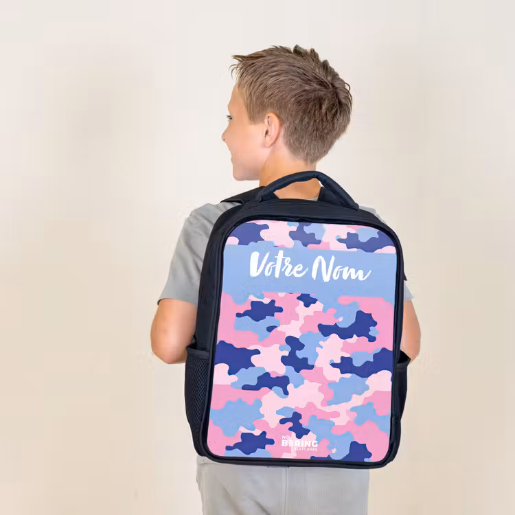 Sac à dos enfant avec votre nom - Noir - Camouflage - Rose - Bleu — 2