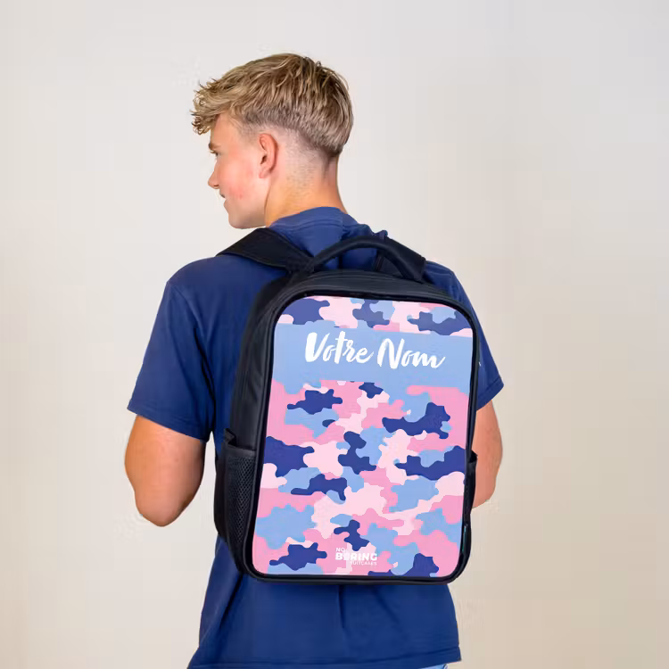 Sac à dos enfant avec votre nom - Noir - Camouflage - Rose - Bleu — 5